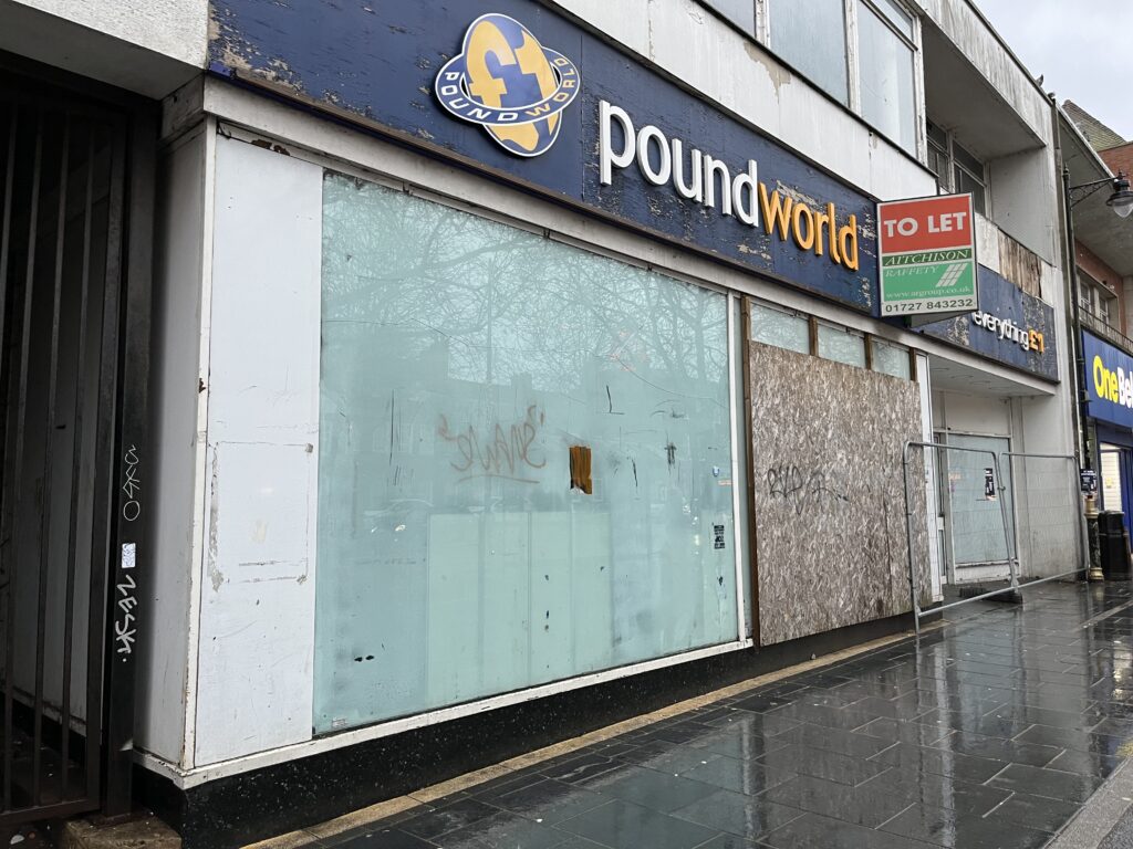 The empty Poundworld store at the top end of St Peter's Street.