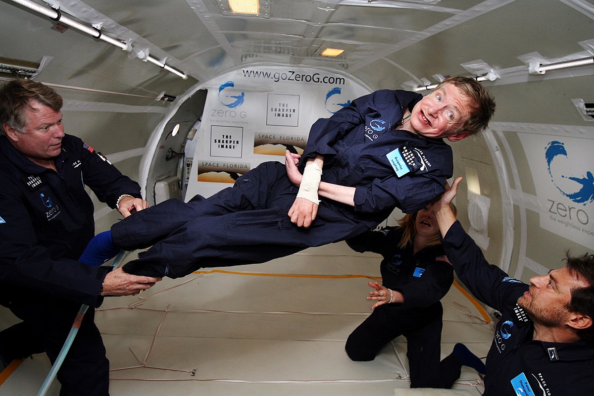 Stephen Hawking in zero gravity.