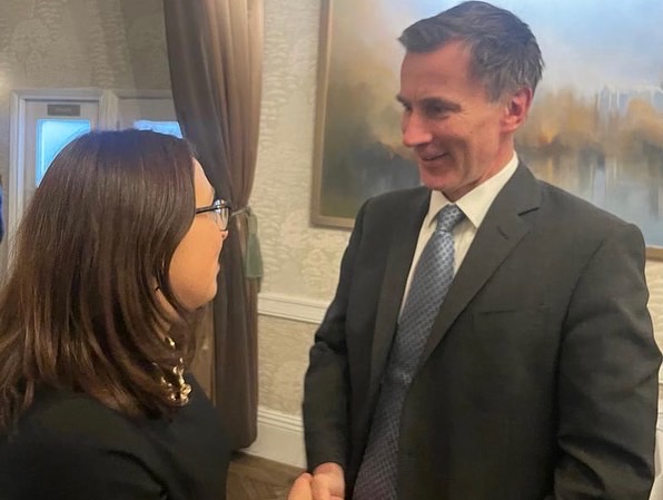 St Albans Tory Parliamentary spokesperson Clare De Silva meets Chancellor Jeremy Hunt.