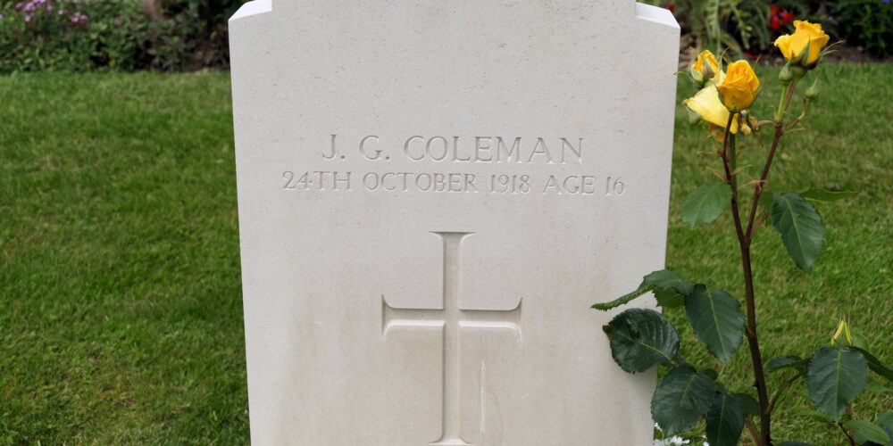The grave of John Coleman, the youngest resident of King's Road to die in WWI.