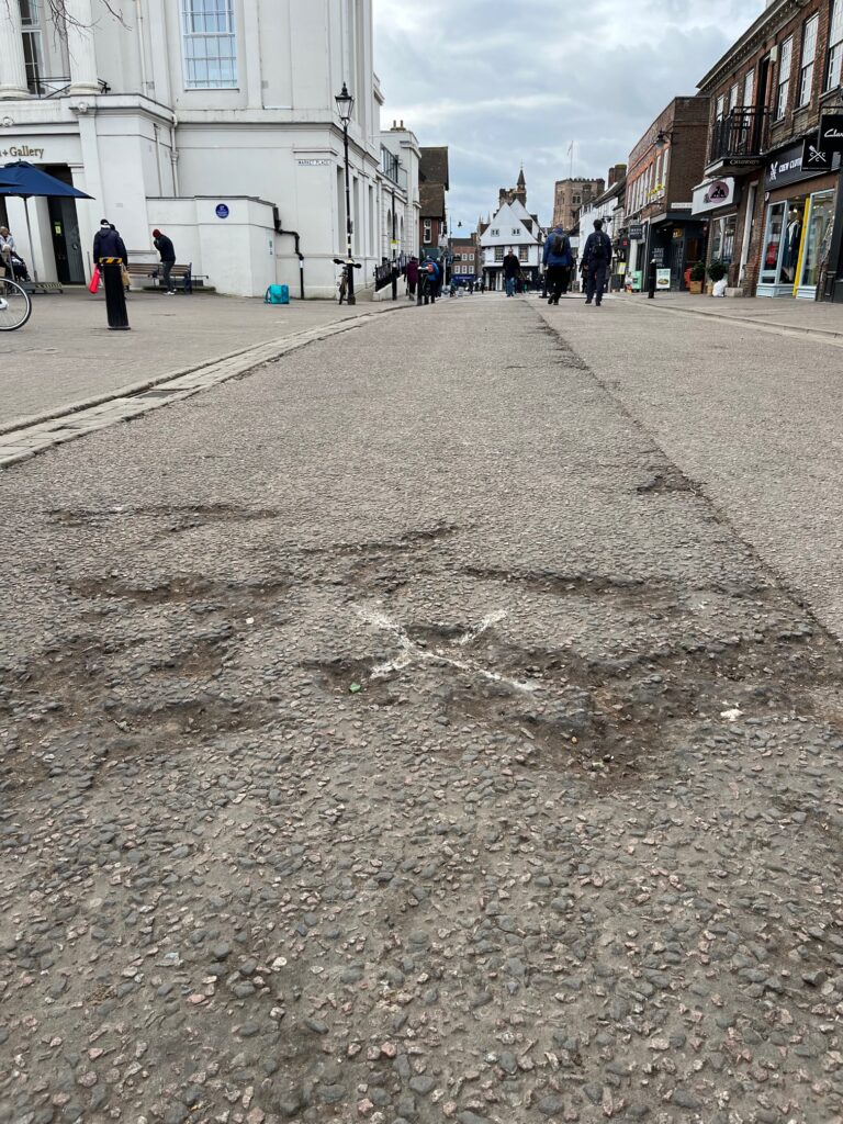 Potholes in St Peter's Street.