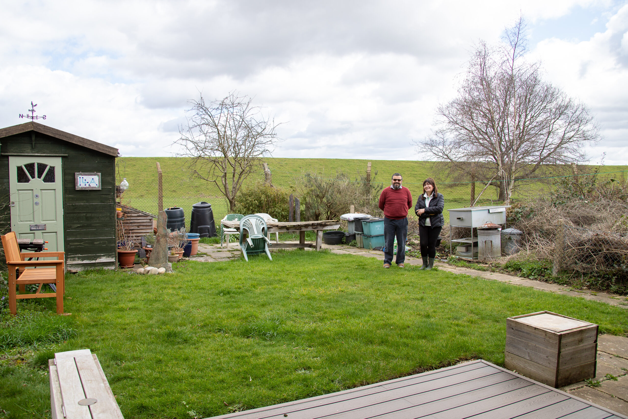 Russell Stobbart and Susie Taylor in their gardens in Hampden Place, Frogmore