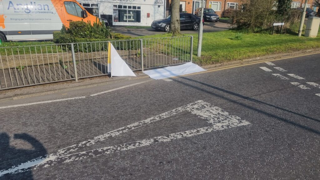 Damage to campaign signs in Chiswell Green.