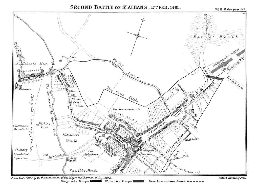 A map of the Second Battle of St Albans, by Ramsay