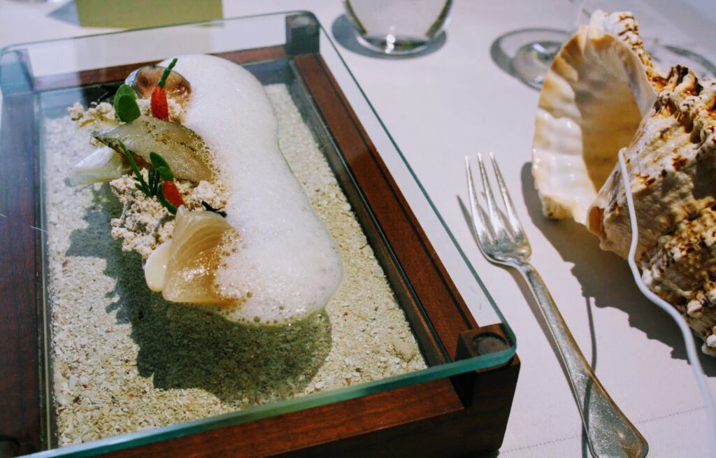 Fish course with sound effects.