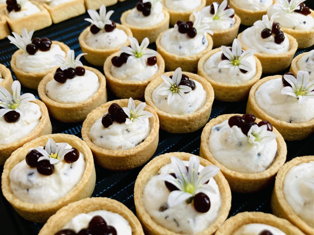 Truffled ricotta with balsamic pearls.