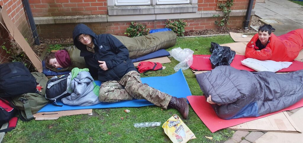A sleepout for Open Door organised by students at St Columba's College.