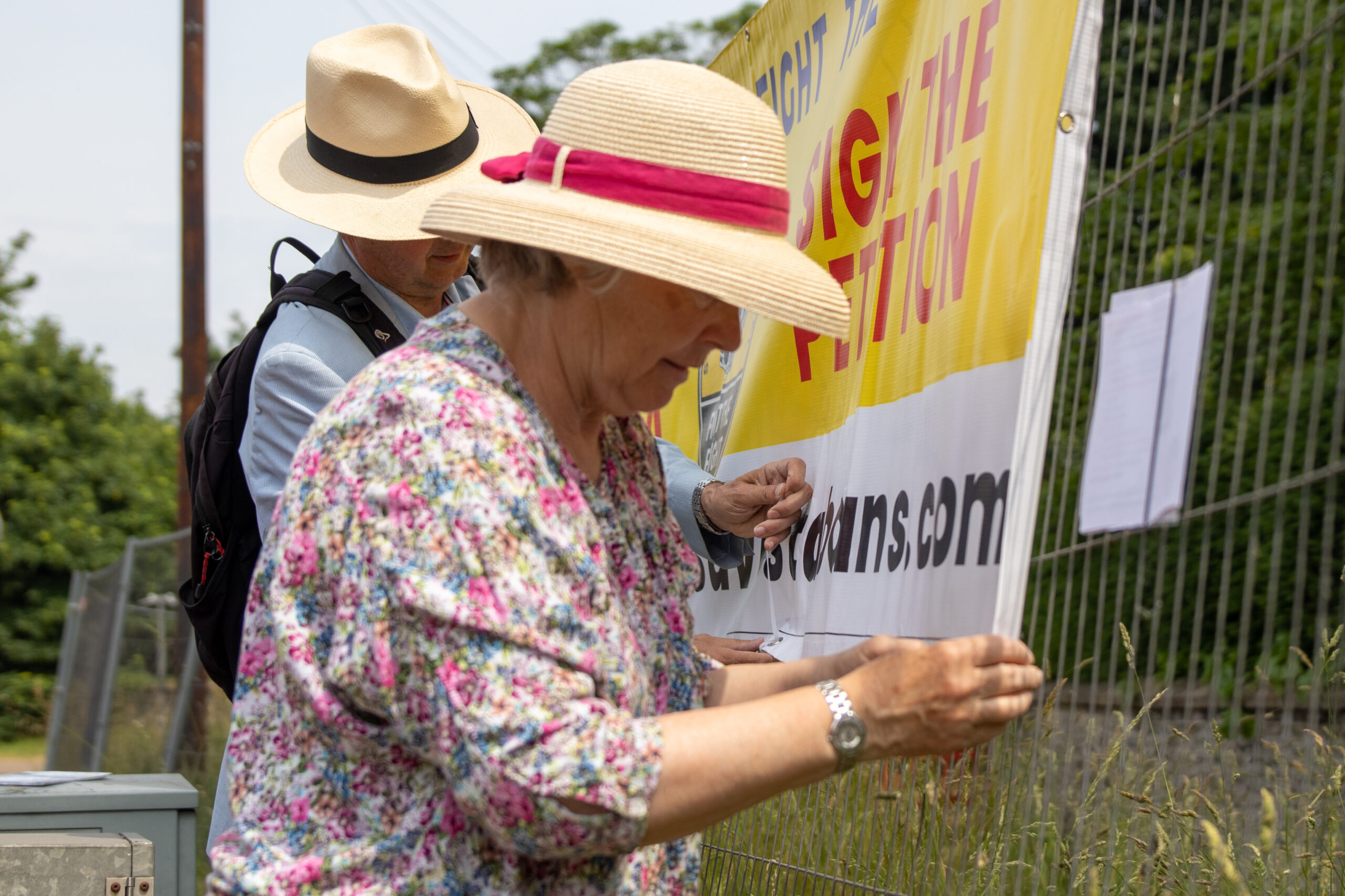 Campaigners from Save St Albans: Fight the Freight protested at the Gorhambury Estate. Photo by Toby Shepheard.