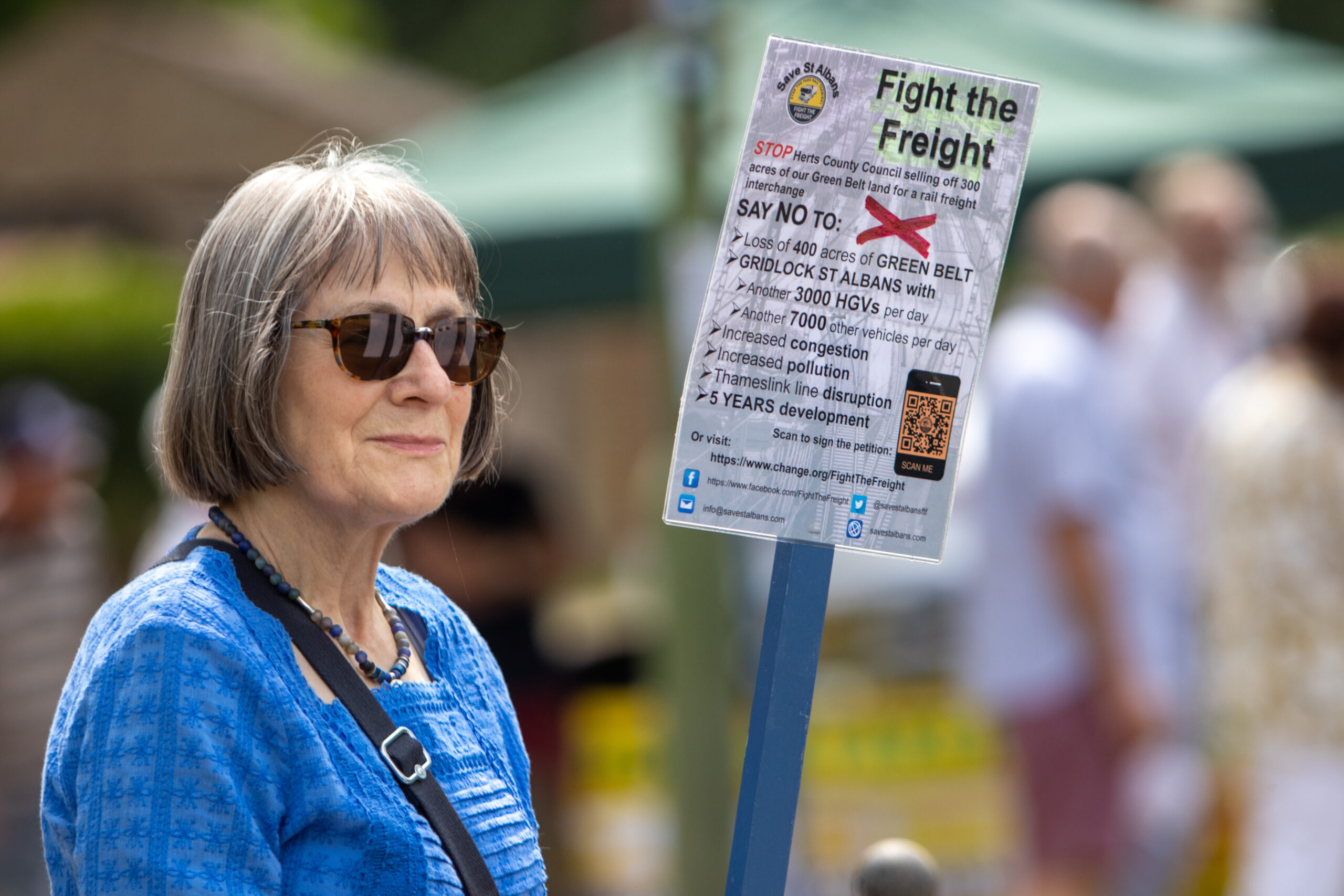 Campaigners from Save St Albans: Fight the Freight protested at the Gorhambury Estate. Photo by Toby Shepheard.