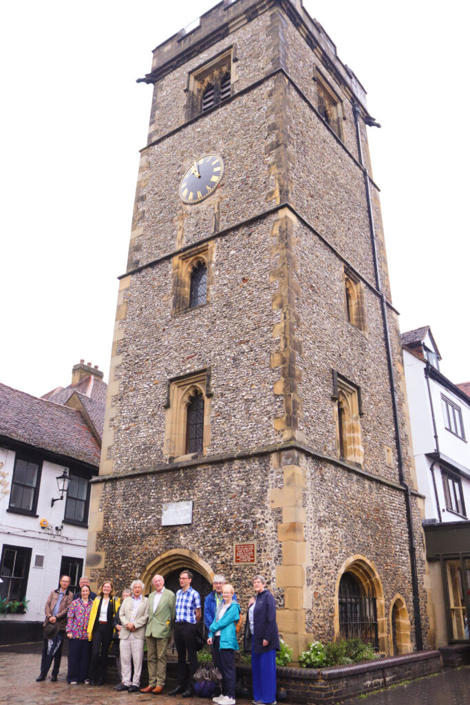 St Albans Mayor Cllr Anthony Rowlands with guests at the Clock Tower.