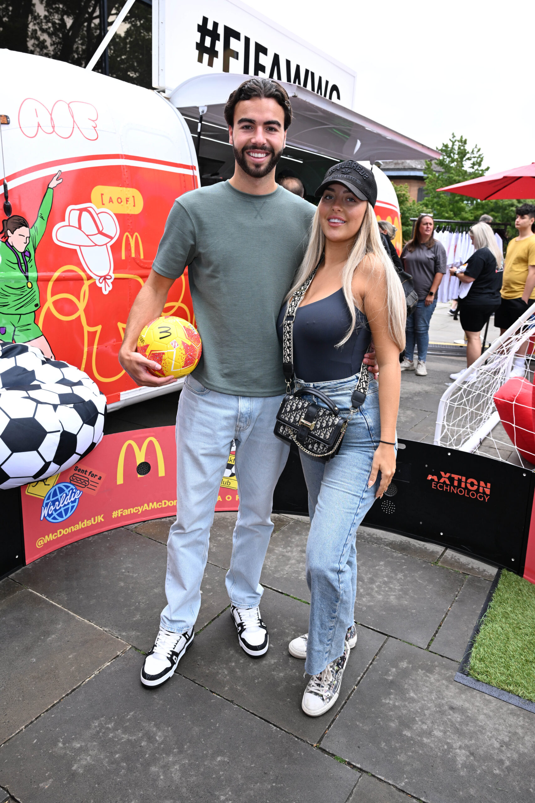 Love Island winners Jess Harding and Sammy attend a screening in St. Albans of the England vs. Columbia quarter final match of the FIFA Women's World Cup hosted by McDonald's, the official restaurant sponsor of the tournament.Photo: Jeff Spicer/PA Wire.