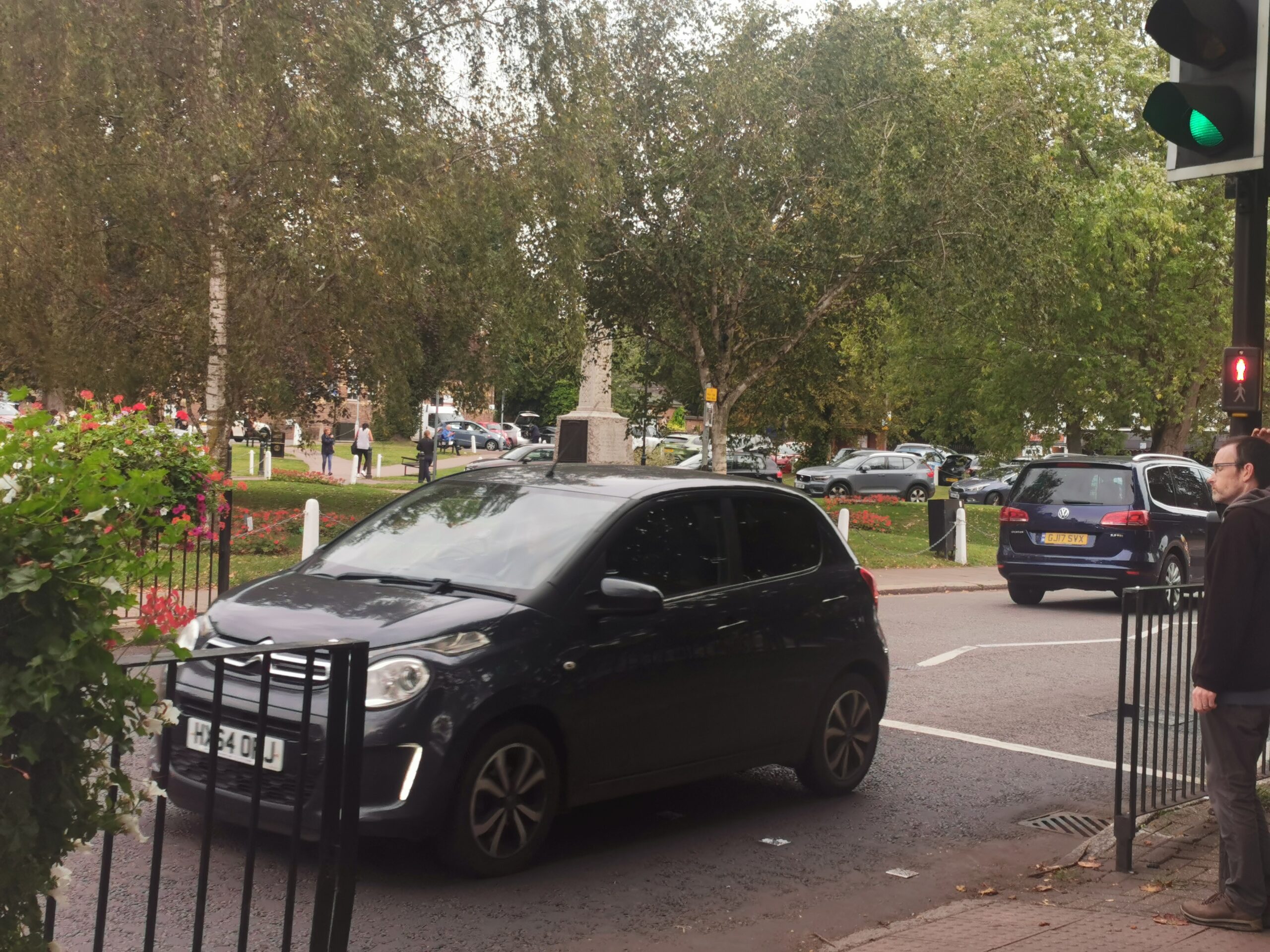 Queuing traffic in the centre of Harpenden.