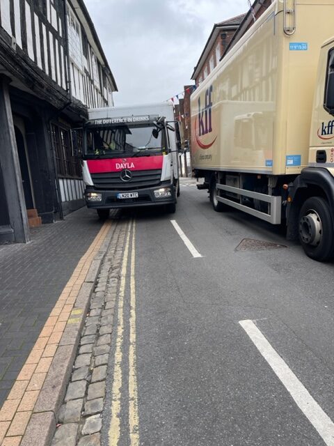 Two-way traffic poses a danger in George Street, and a lack of communal bin stores means containers blocking the footpath.