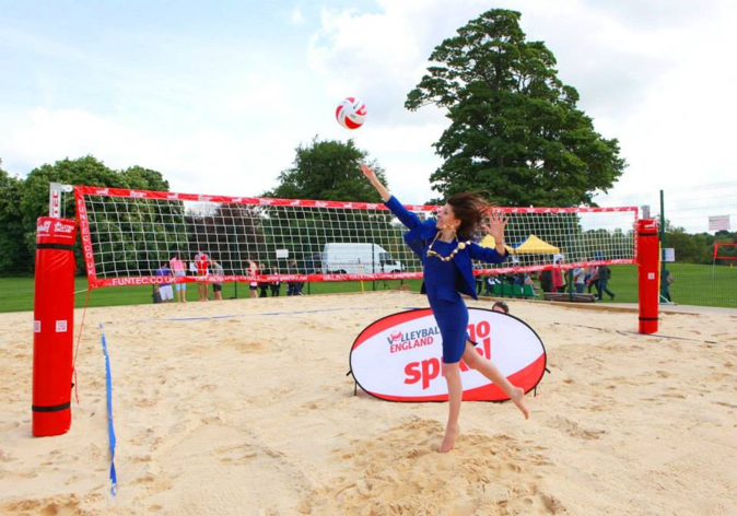 Annie Brewster at the opening of St Albans' new beach volleyball courts.