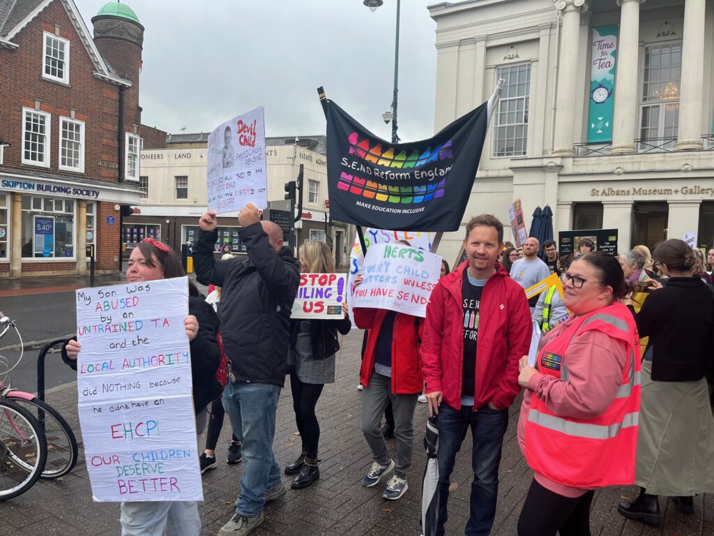 SEND Reform England organised a demonstration in St Albans city centre. Photo: Matt Adams