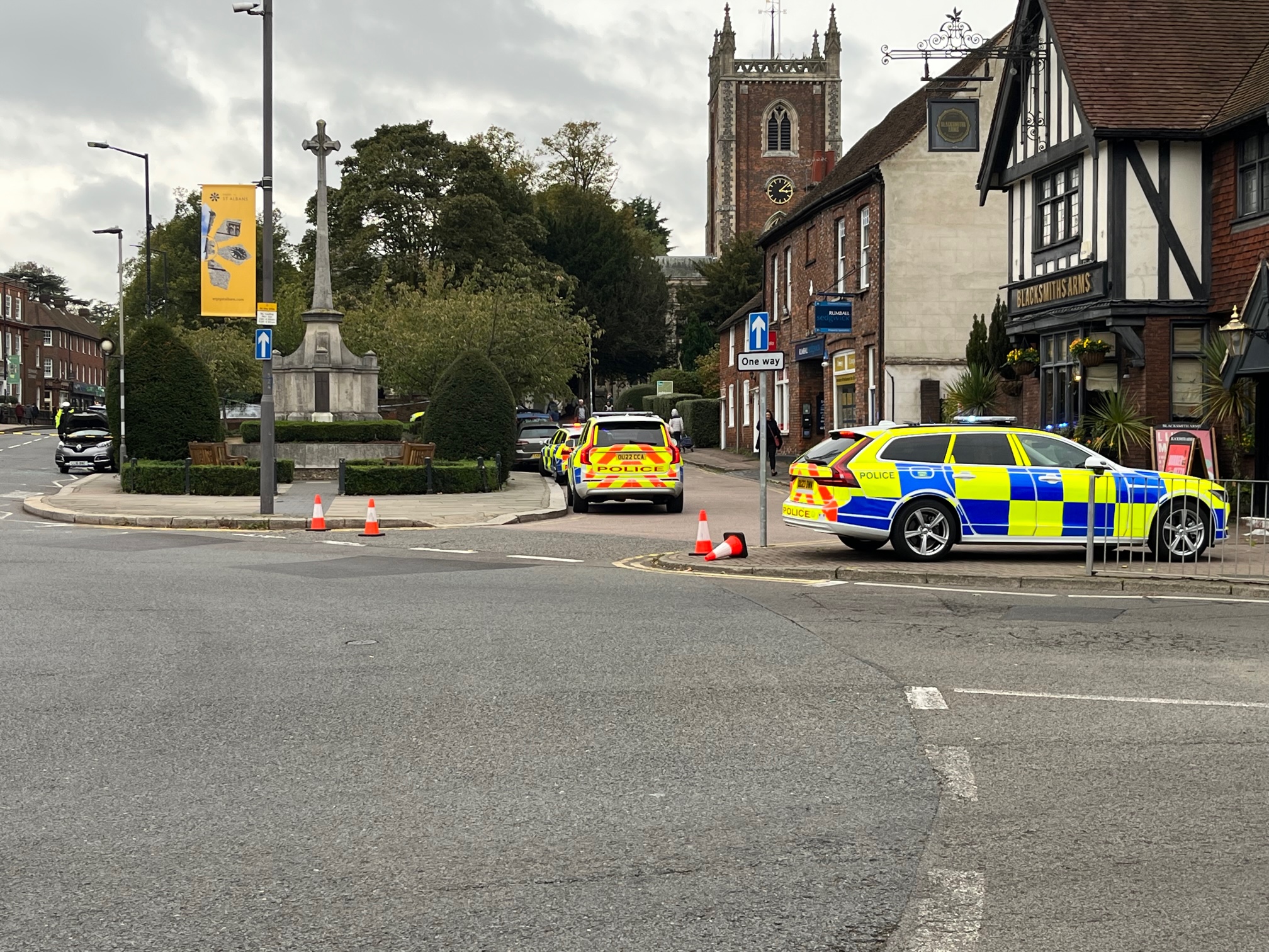 Police on the scene at the collision in St Peter's Street. Photo: Matt Adams