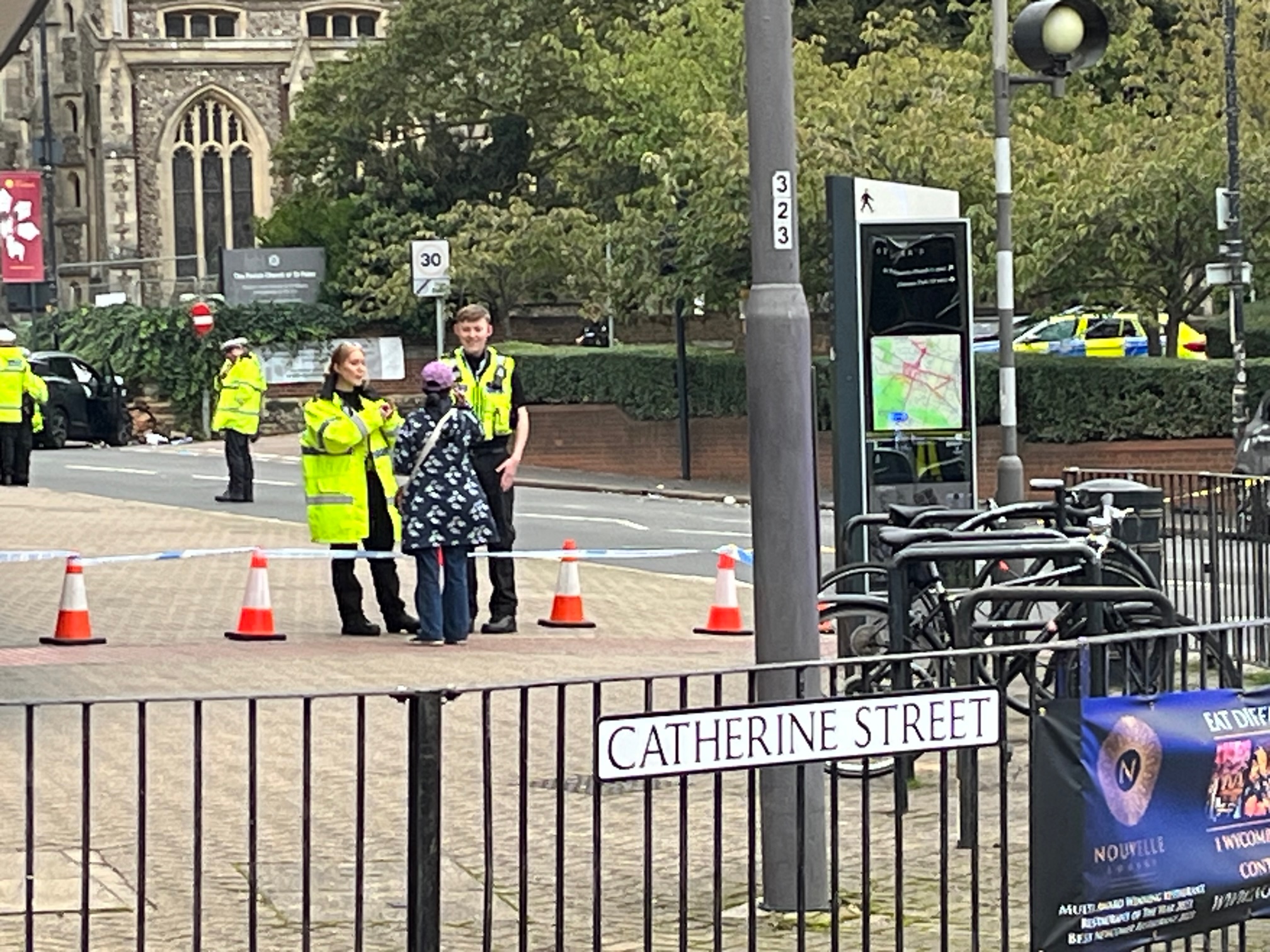 Police on the scene at the collision in St Peter's Street. Photo: Matt Adams