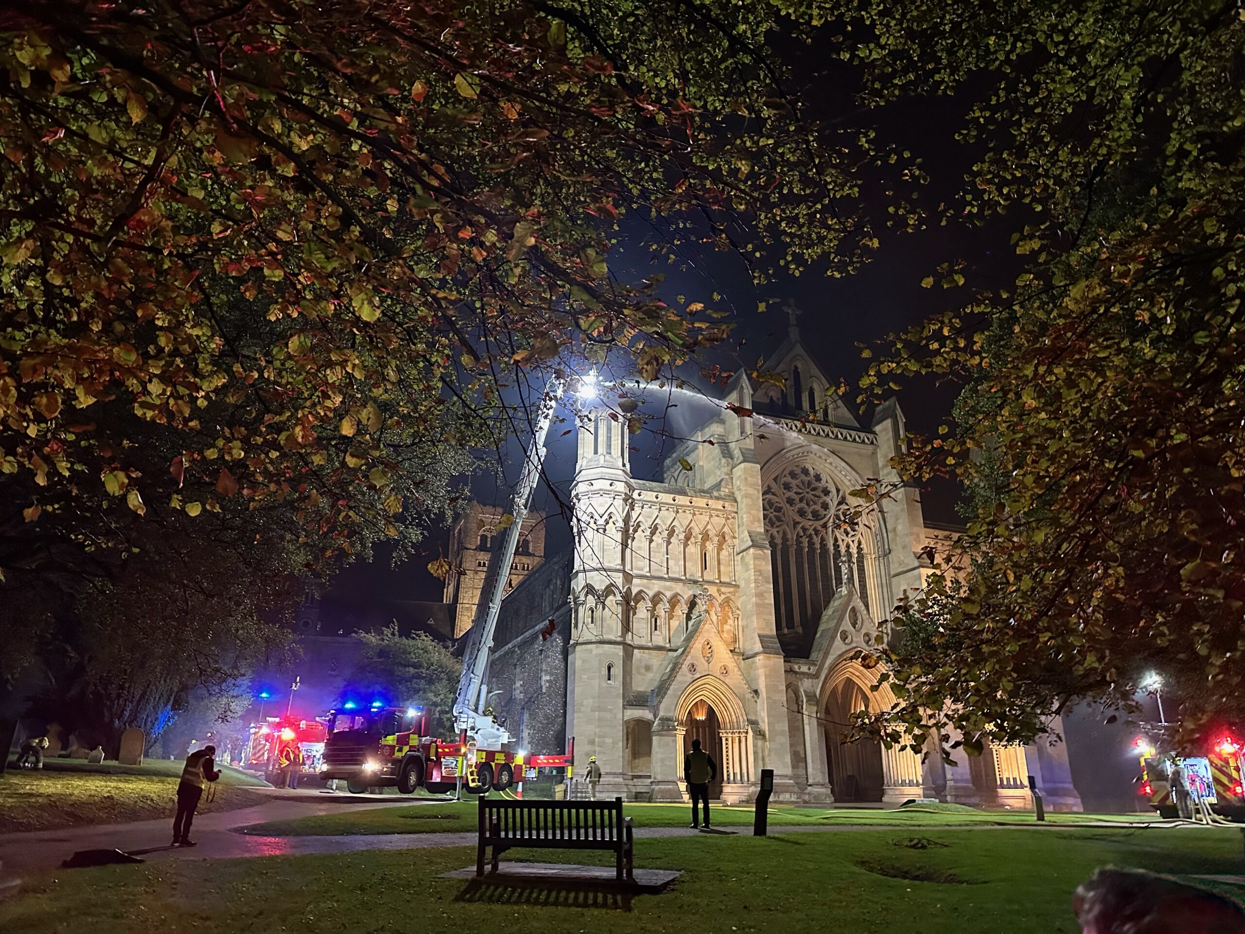 An emergency services training exercise took place at St Albans Cathedral. Photo: Sean Hughes.