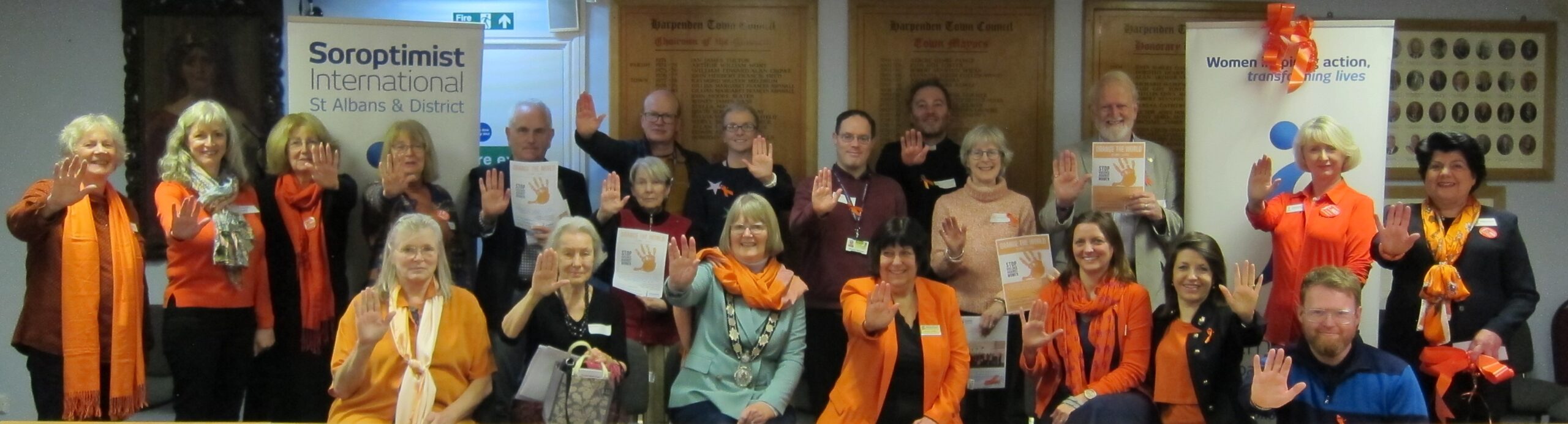 The Harpenden launch of the Orange the World event.
