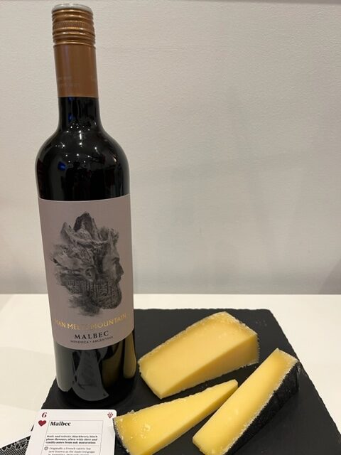 ‘Man meets Mountain’ Malbec 2022 and Kern cheese.