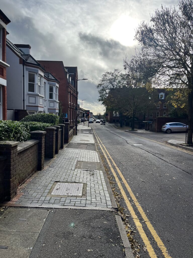 The route of the proposed cycle lane in Marlborough Road.