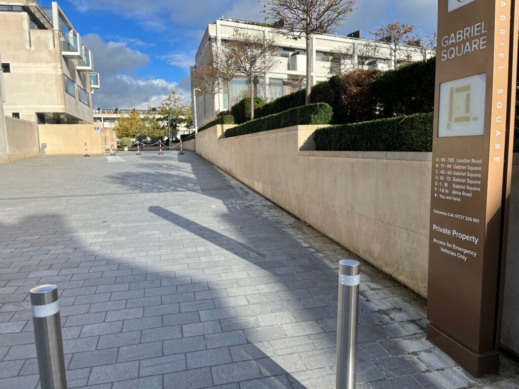 Emergency access to Gabriel Square is often blocked by delivery drivers.