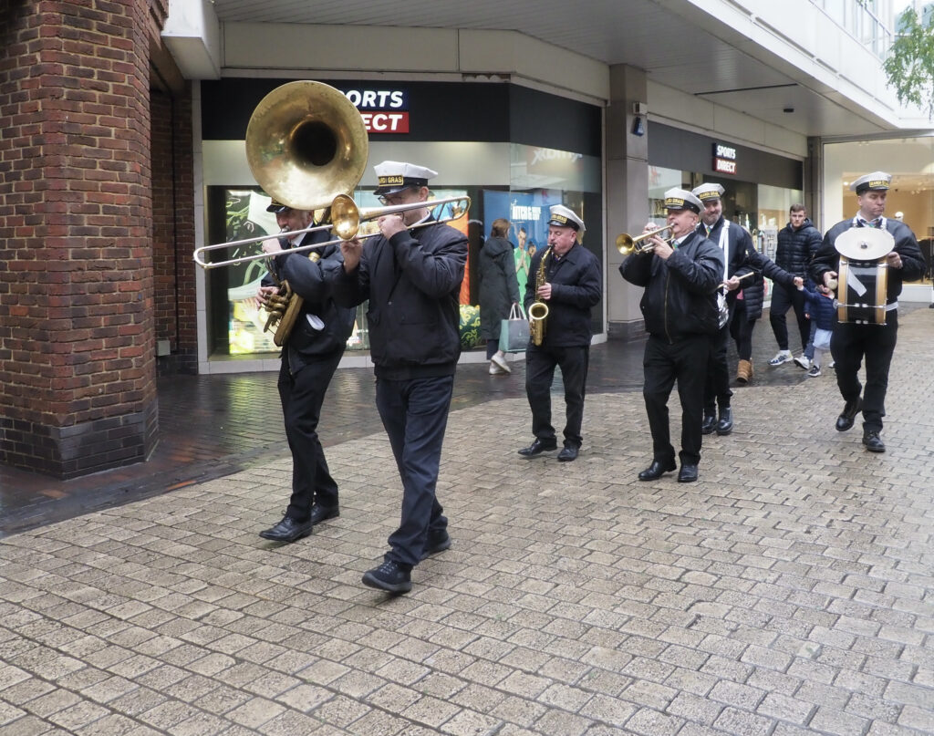 The Mardi Gras Parade Band at The Maltings Shopping Centre. Photo: John Andrews