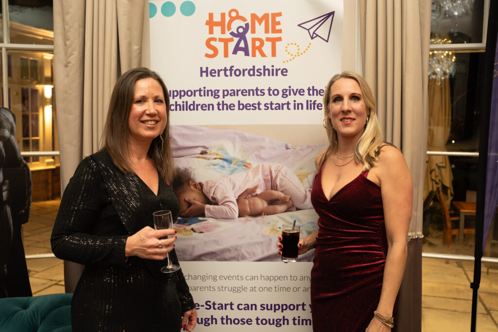 Liz Le Coze, strategic manager (left) and Suzy Moody, CEO (right) of Home-Start Herts, welcomed 110 guests to the charity’s annual gala dinner.