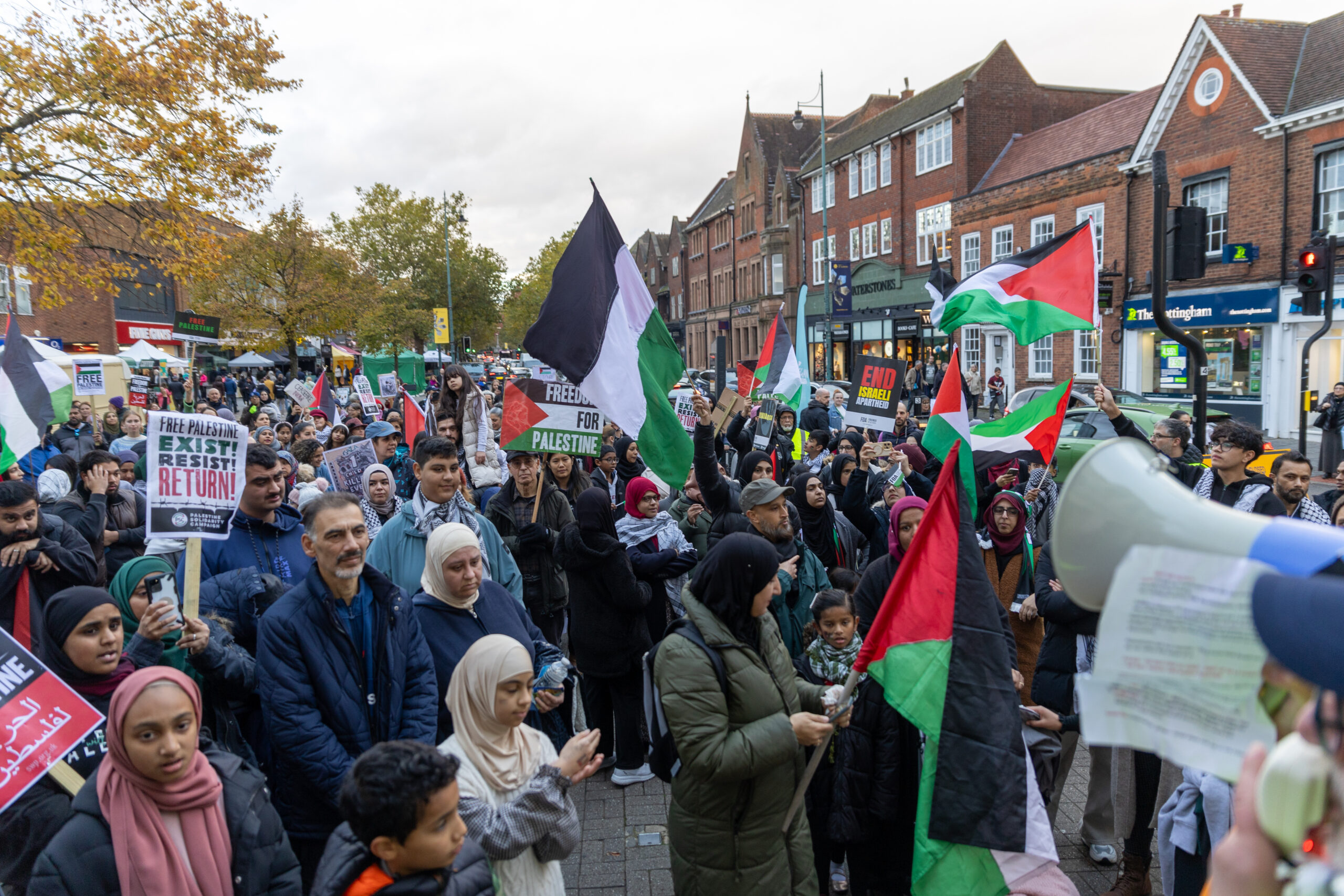 A pro-Palestine protest march in St Albans. Photo: Toby Shepheard.