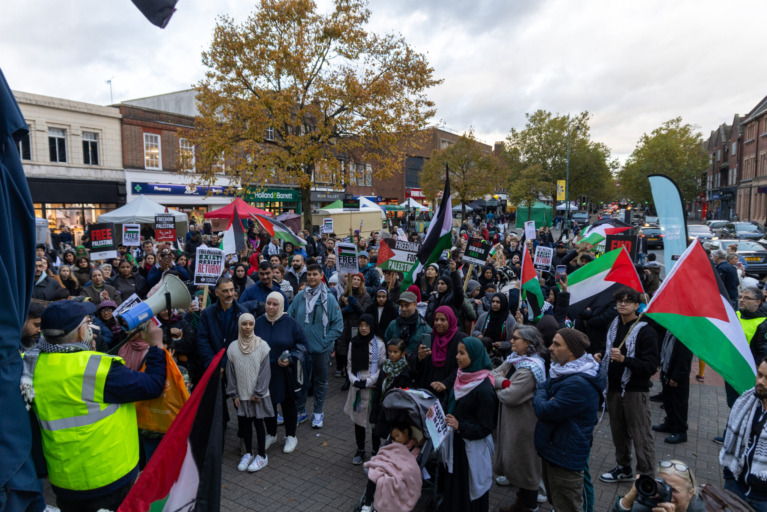 A pro-Palestine protest march in St Albans. Photo: Toby Shepheard.