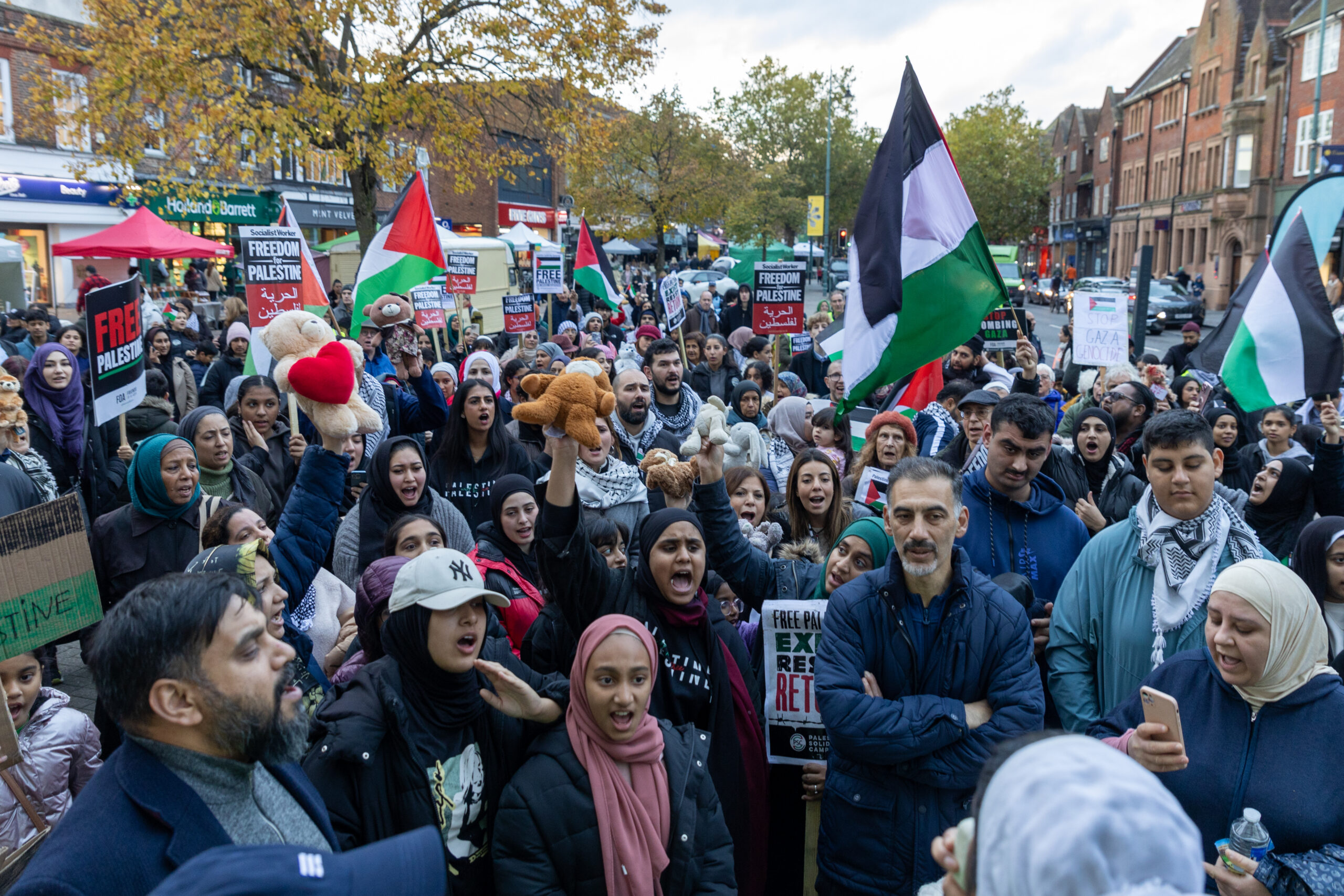 A pro-Palestine protest march in St Albans. Photo: Toby Shepheard.