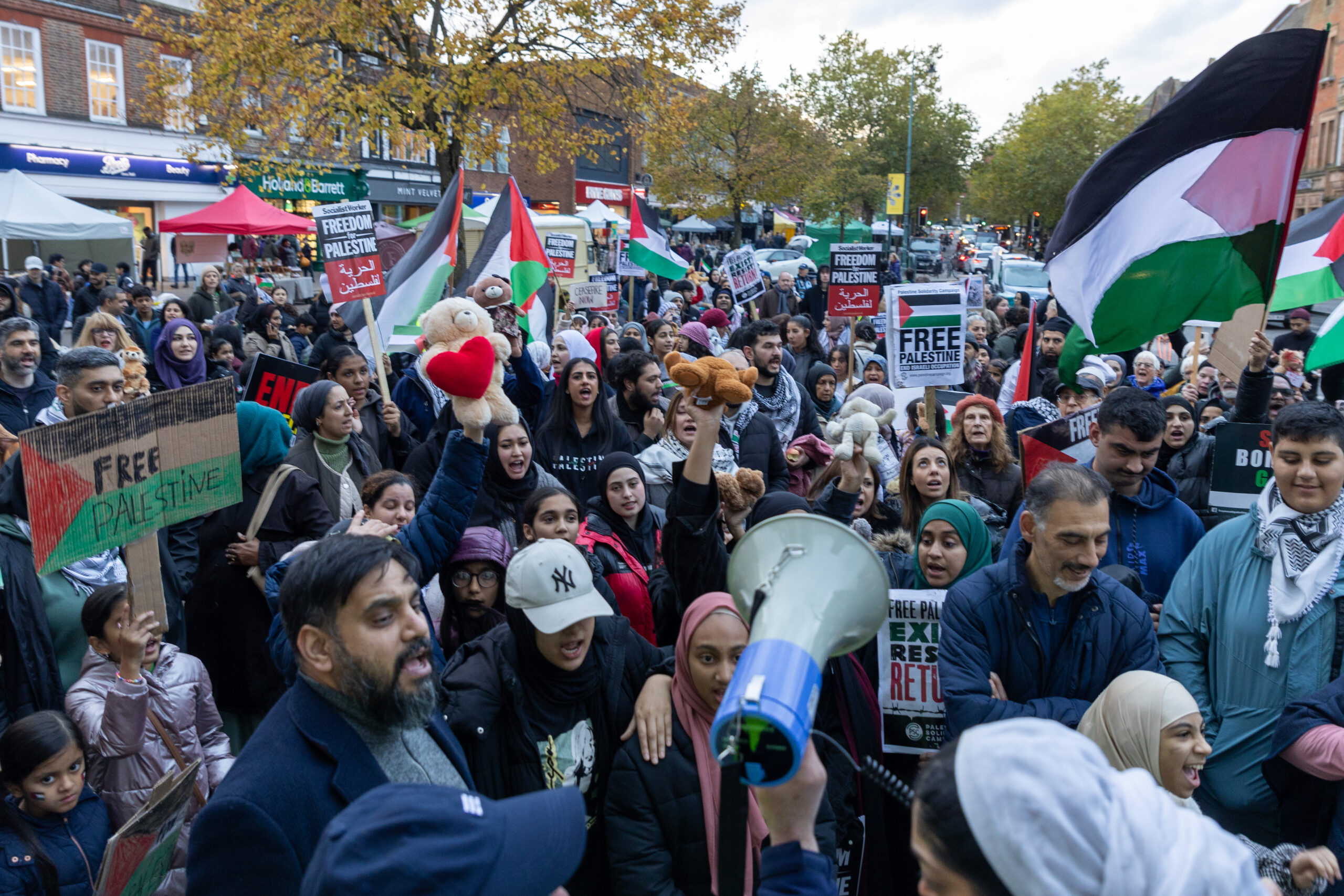 A pro-Palestine protest march in St Albans. Photo: Toby Shepheard.
