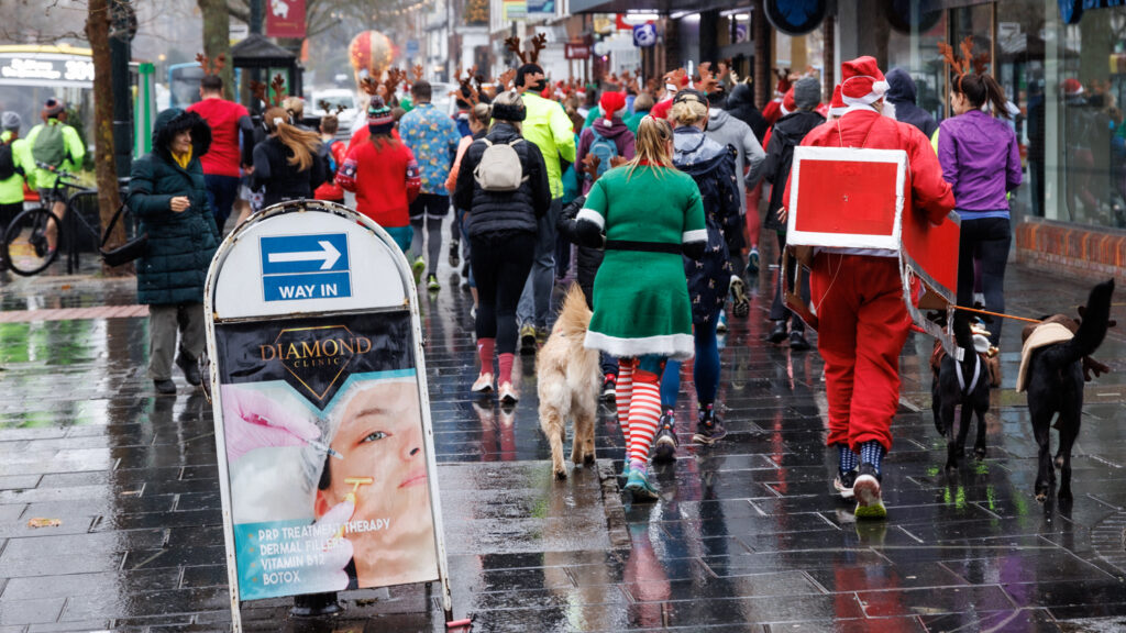 Rennie Grove Peace Hospice's annual Rudolph Run through St Albans. Photo: Neil Marshment