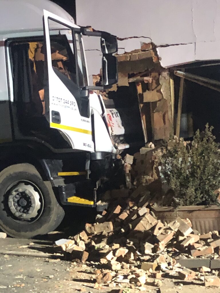 The aftermath of the accident at the Crooked Billet.