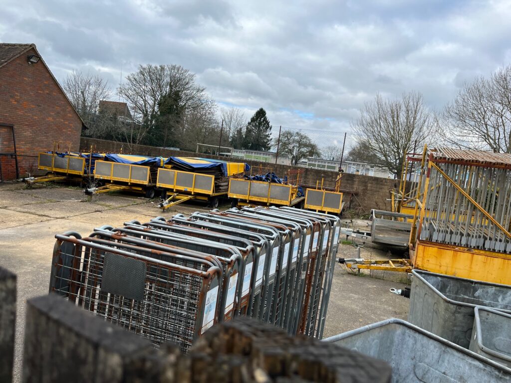Trailers, tractors and stalls used by St Albans Charter Market.