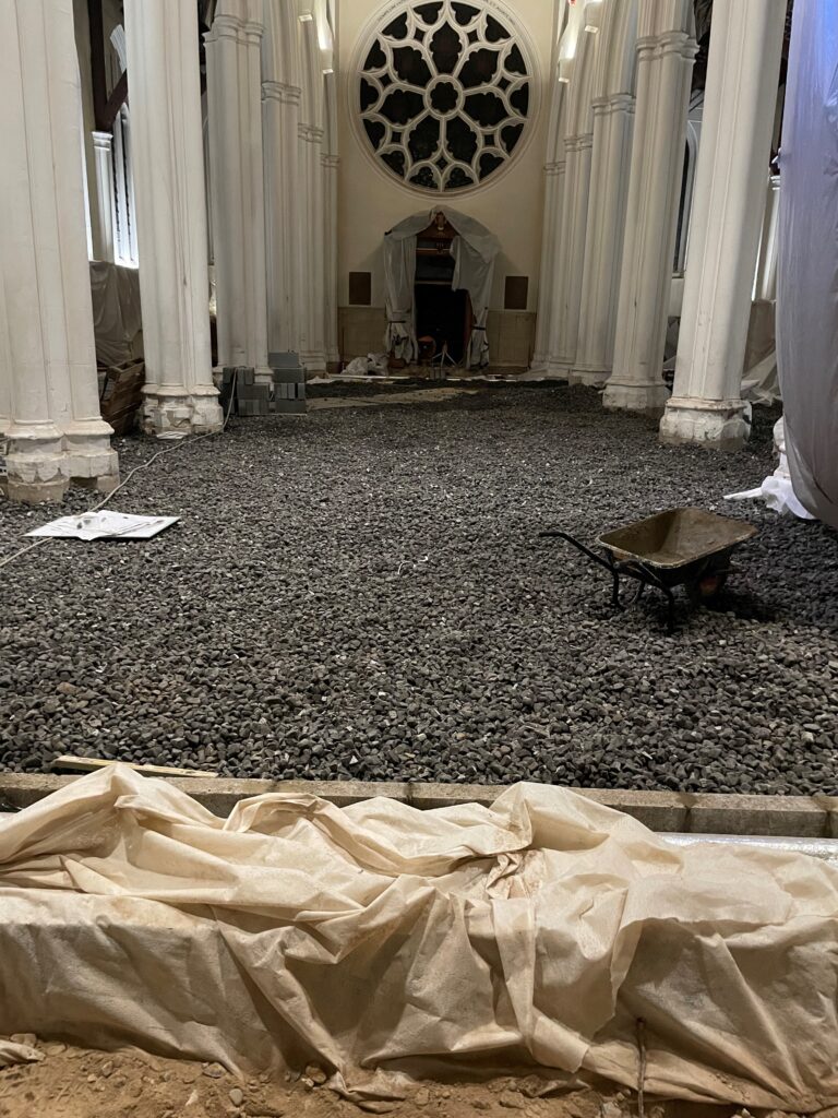 Ongoing work at St Peter's Church in St Albans.