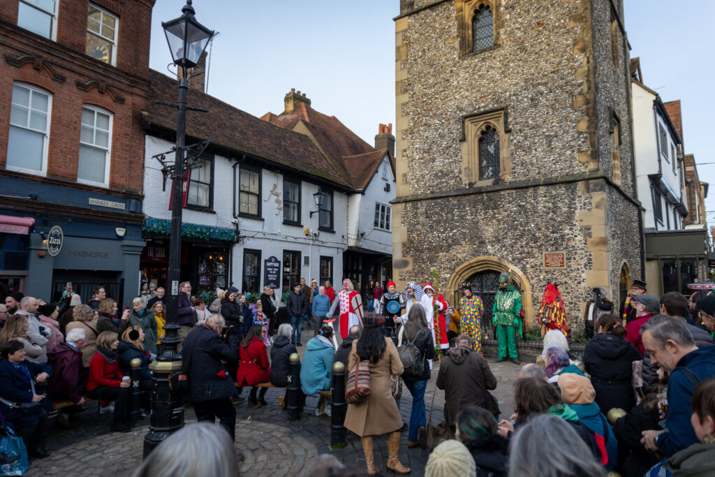 St Albans Mummers performing at the Clock Tower on Boxing Day. Photo: Toby Shepheard