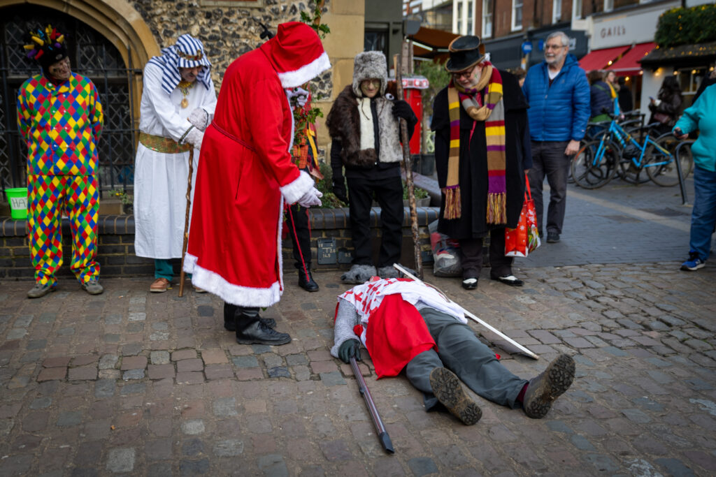 St Albans Mummers performing at the Clock Tower on Boxing Day. Photo: Toby Shepheard