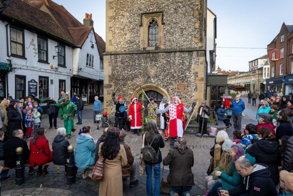 St Albans Mummers performing at the Clock Tower on Boxing Day. Photo: Toby Shepheard