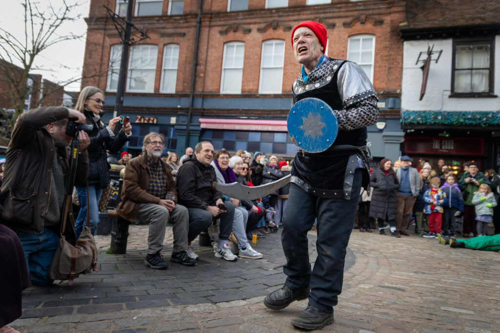 St Albans Mummers performing at the Clock Tower on Boxing Day. Photo: Toby Shepheard