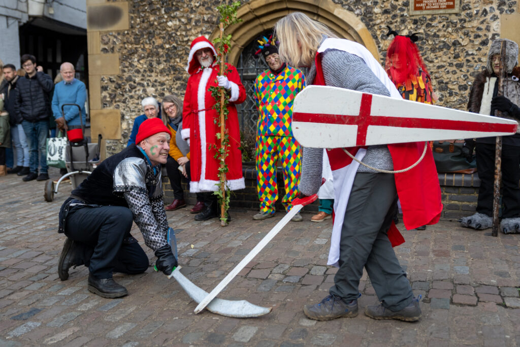 St Albans Mummers performing at the Clock Tower on Boxing Day. Photo: Toby Shepheard