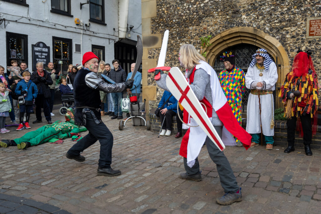 St Albans Mummers performing at the Clock Tower on Boxing Day. Photo: Toby Shepheard