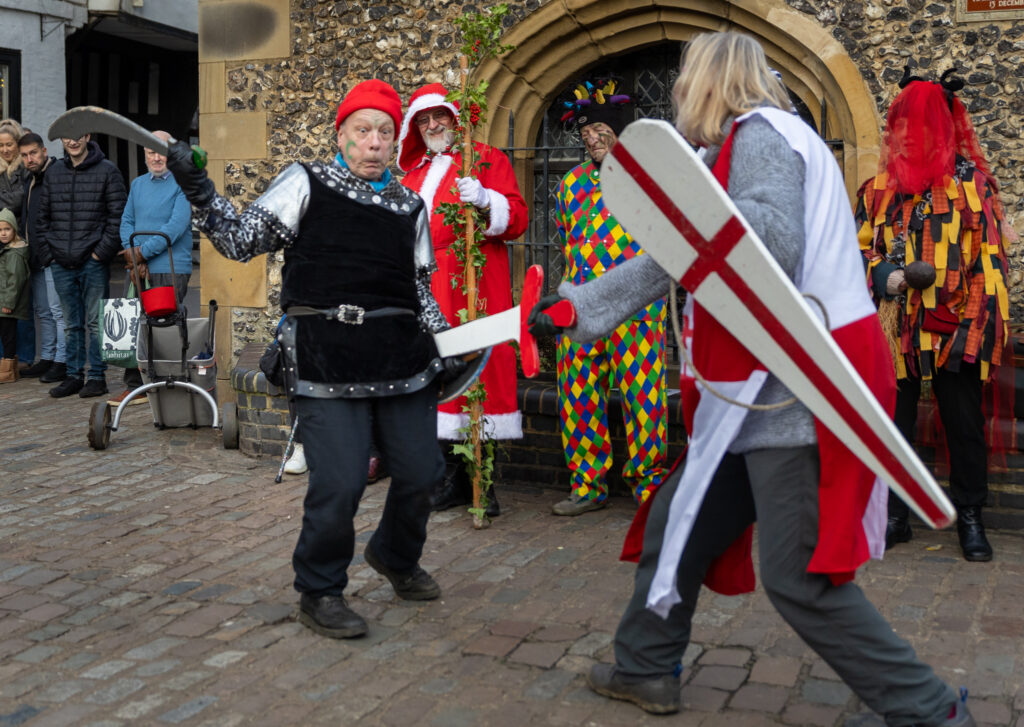 St Albans Mummers performing at the Clock Tower on Boxing Day. Photo: Toby Shepheard