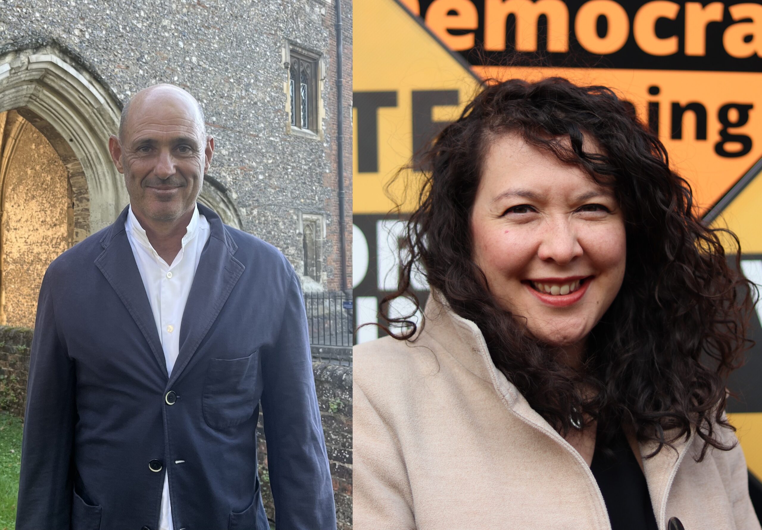 Conservative candidate Nigel Gardner and Lib Dem Parliamentary hopeful Victoria Collins.