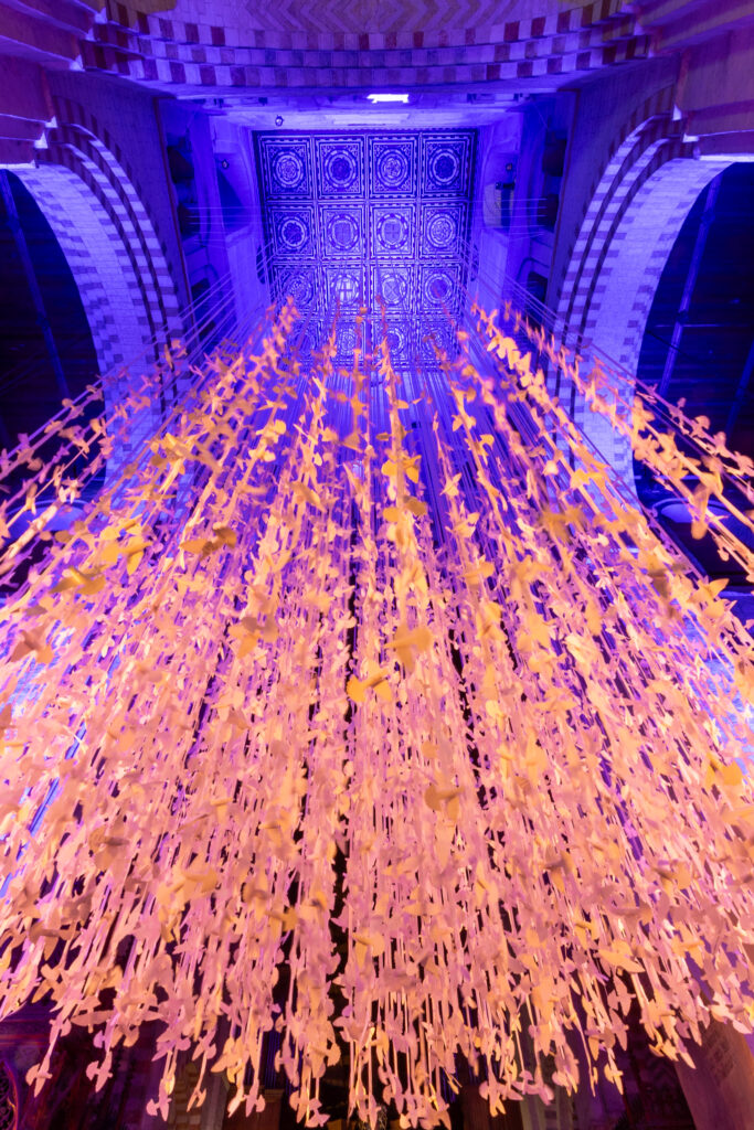 Peace Doves installation by Peter Walker Sculptor at St Albans Cathedral. Photo: Toby Shepheard
