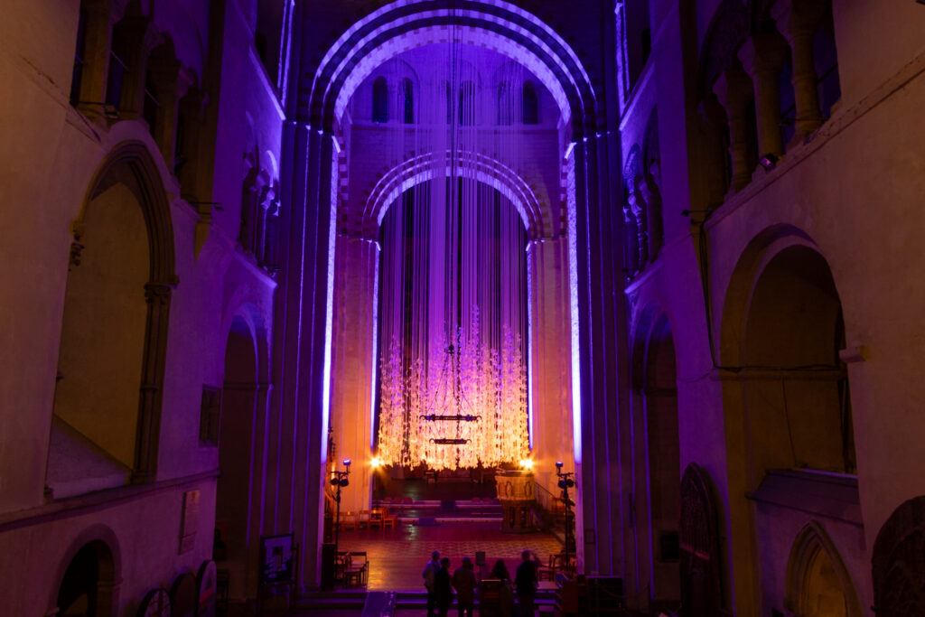 Peace Doves installation by Peter Walker Sculptor at St Albans Cathedral. Photo: Toby Shepheard