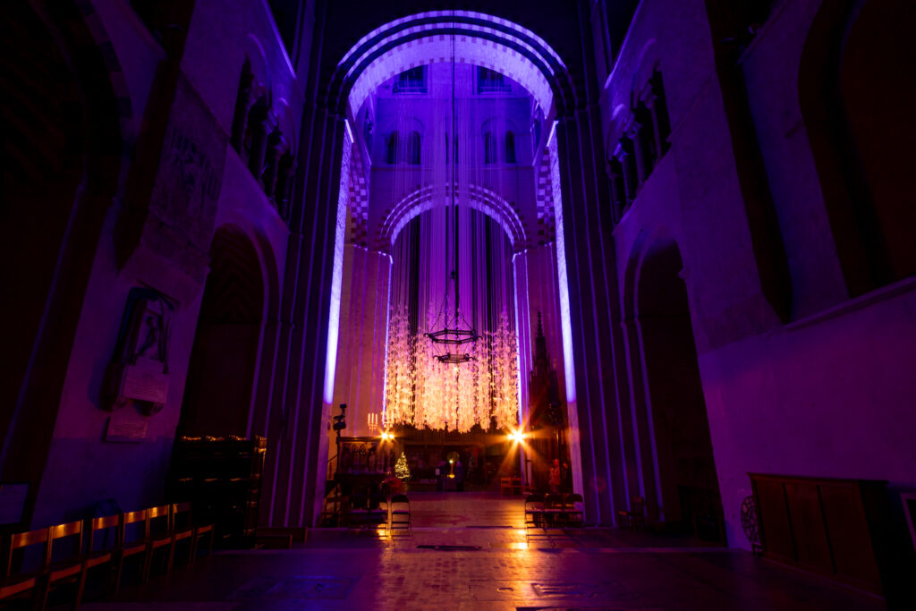 Peace Doves installation by Peter Walker Sculptor at St Albans Cathedral. Photo: Toby Shepheard