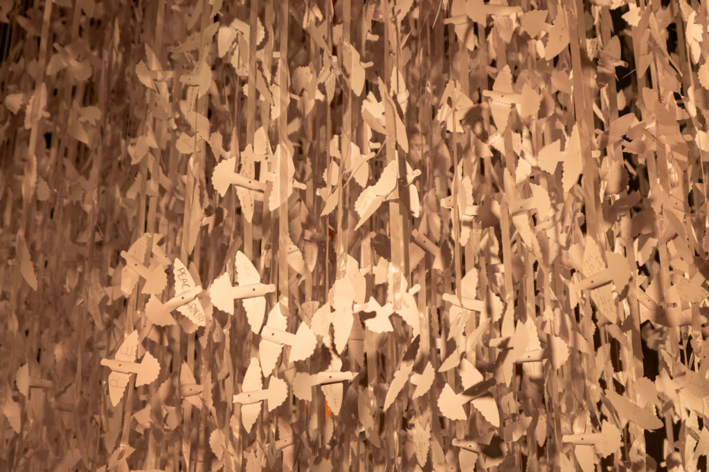 Peace Doves installation by Peter Walker Sculptor at St Albans Cathedral. Photo: Toby Shepheard