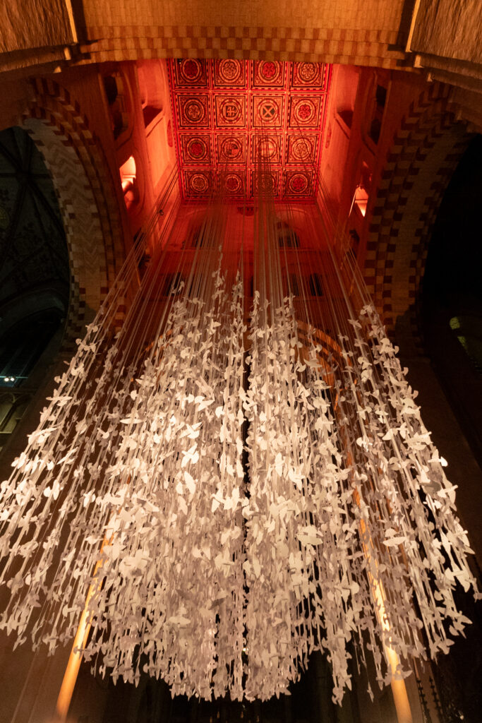 Peace Doves installation by Peter Walker Sculptor at St Albans Cathedral. Photo: Toby Shepheard