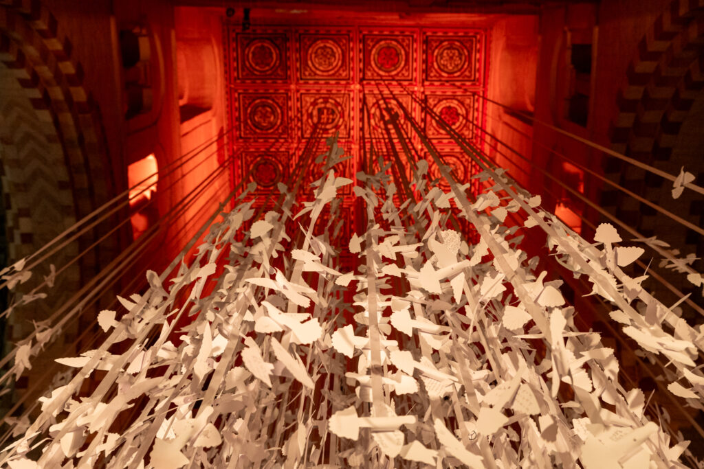 Peace Doves installation by Peter Walker Sculptor at St Albans Cathedral. Photo: Toby Shepheard